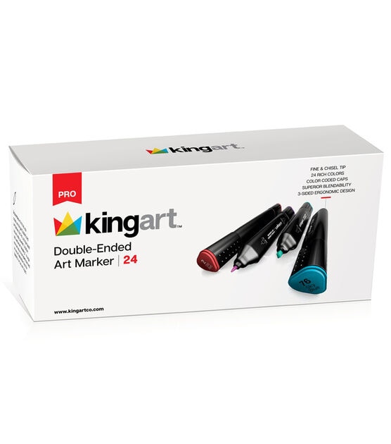 KINGART Pro Double Ended Artist Sketch Markers, Chisel & Fine 24 Colors