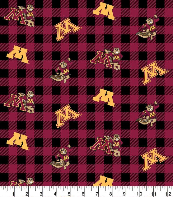 University of Minnesota Gophers Cotton Fabric Buffalo Check
