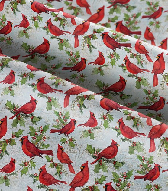 Springs Creative Cardinals on Scripts Christmas Cotton Fabric, , hi-res, image 3