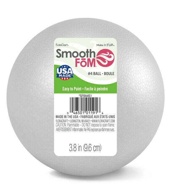 Smooth Foam 4" White Foam Ball