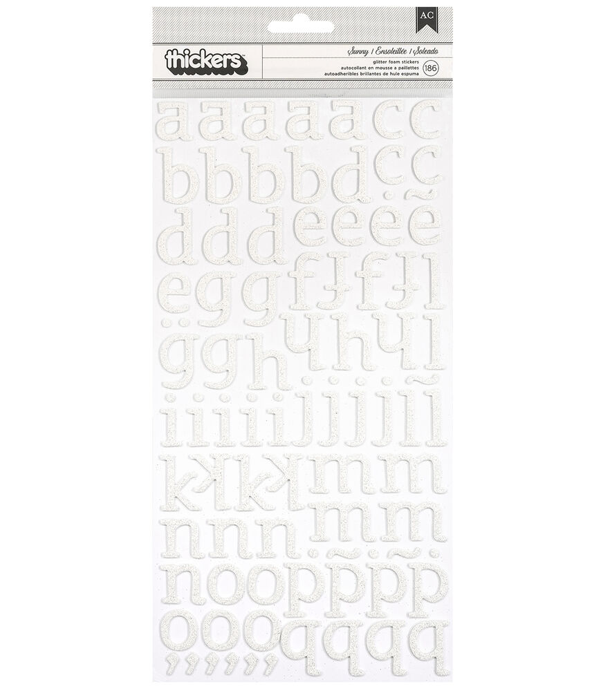 American Crafts Thickers Foam Stickers Daiquiri Alpha, White, swatch