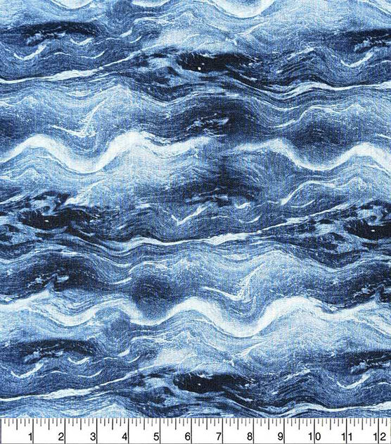 Blue Wave Flows Quilt Cotton Fabric by Keepsake Calico, , hi-res, image 2
