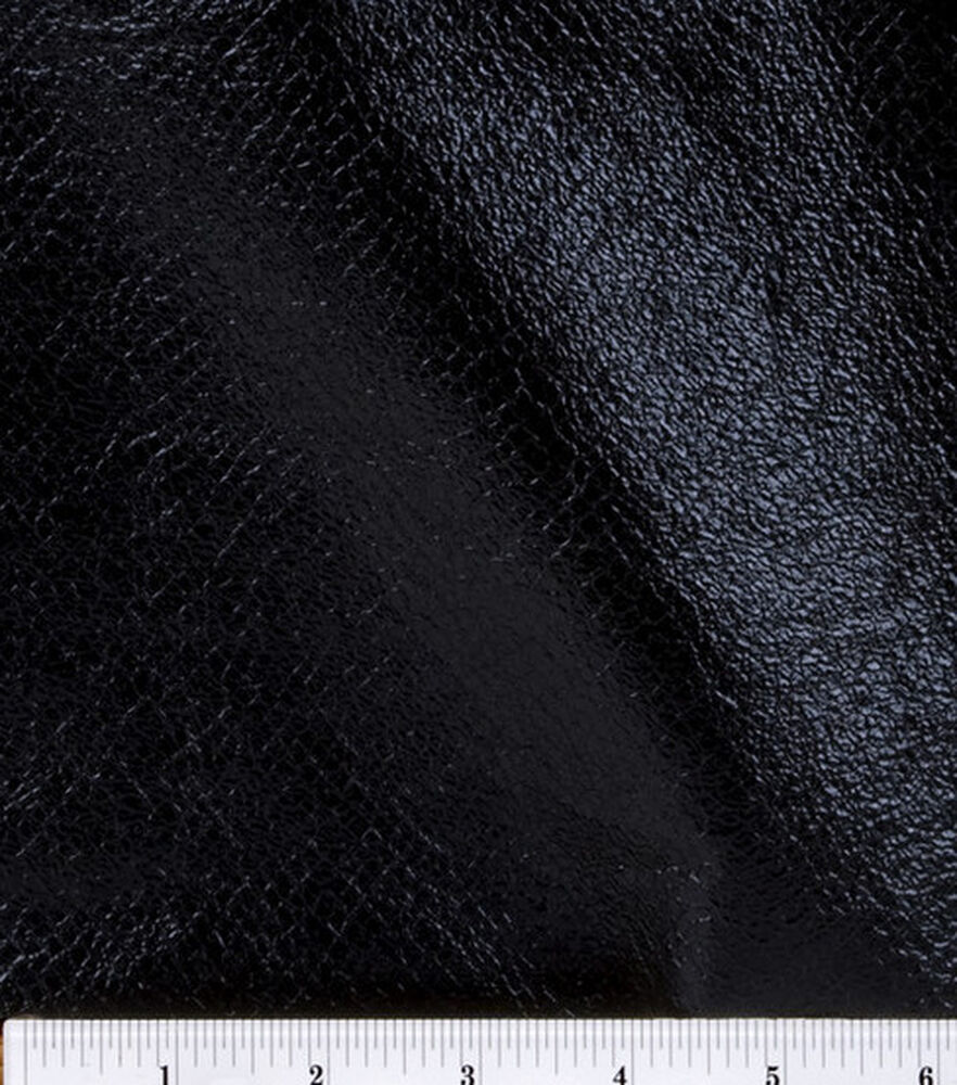 57'' Foil Faux Leather Fabric, Black, swatch