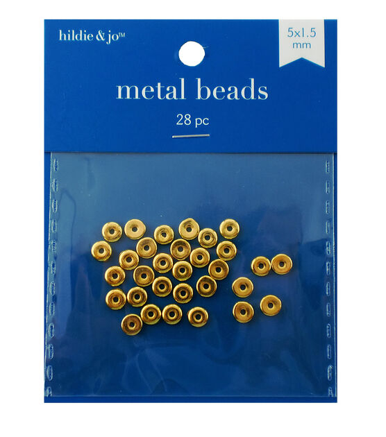 5mm x 1.5mm Gold Metal Heishi Spacer Beads 28pc by hildie & jo