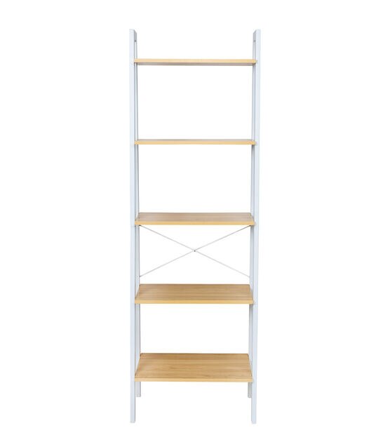 Honey Can Do 22" x 67.5" Wood & Metal 5 Tier A Frame Ladder Shelf 50lbs, , hi-res, image 9
