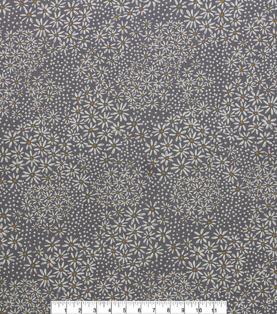 Grey Floral Blender Cotton Canvas Fabric, , hi-res, image 2