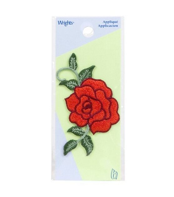 Wrights Red Rose Iron On Patch