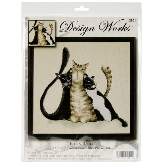 Design Works 12" Kitty Trio Counted Cross Stitch Kit