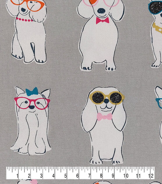 Dogs with Glasses Cotton Canvas Fabric, , hi-res, image 3