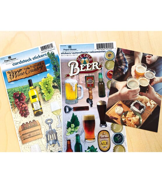 Paper House Beer and Wine Cardstock Sticker 2pk, , hi-res, image 2