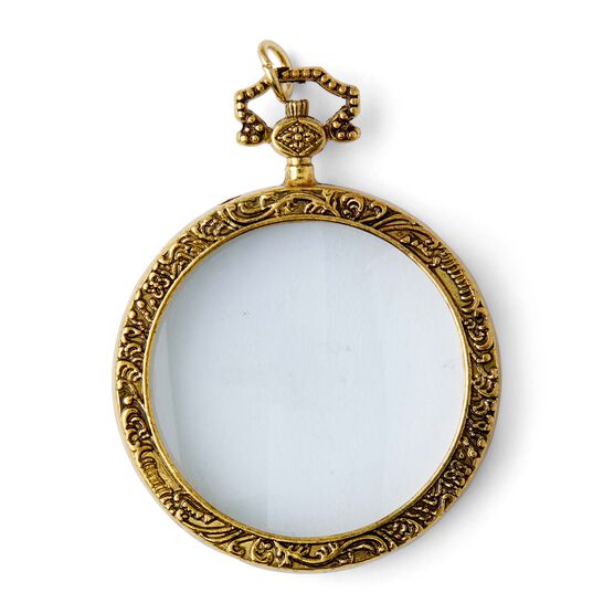 2" Antique Gold & Clear Round Glass Pendant by hildie & jo, , hi-res, image 2