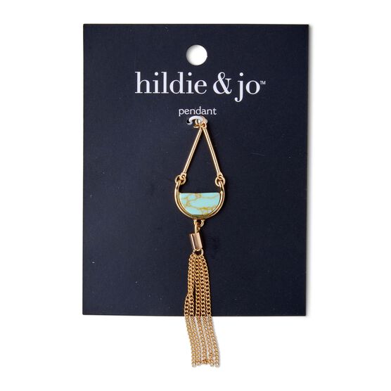 Gold Tassel Pendant With Green Stone by hildie & jo