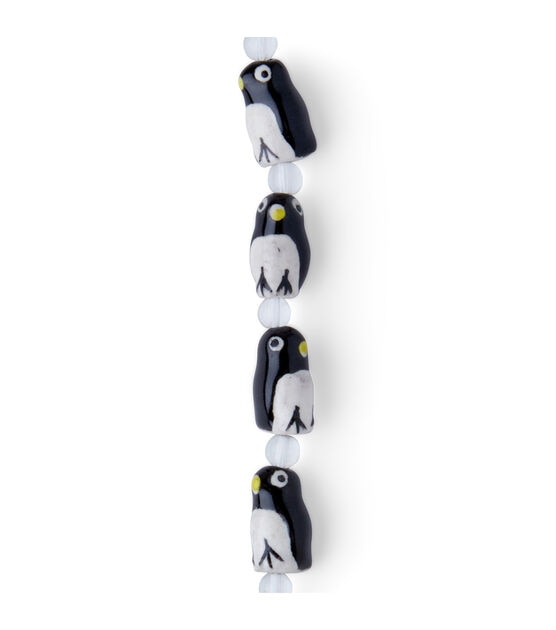 7" Black & White Ceramic Penguin Beads by hildie & jo, , hi-res, image 3