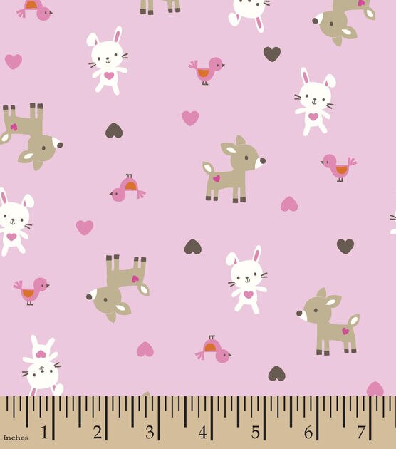 Cotton Flannel Fabric Print 42''-Pink Woodland Babies | JOANN