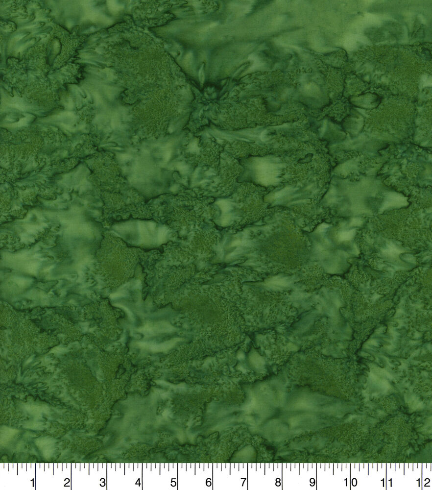 Dark Tonal Batik Cotton Fabric, Dark Green, swatch