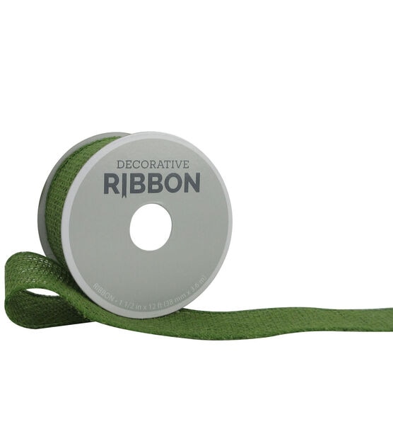 Decorative Ribbon 1.5" Solid Burlap Ribbon Green
