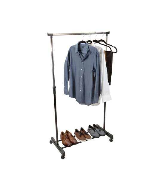 Simplify 31.5" Single Tier Adjustable Height Rolling Garment Rack, , hi-res, image 4