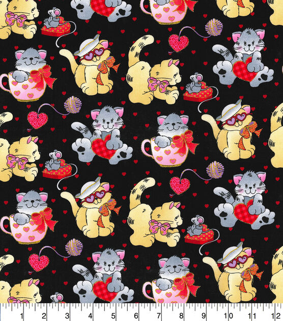 Fabric Traditions Valentine Kittens Valentine's Day Cotton Fabric