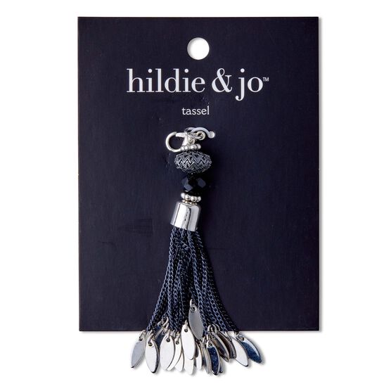 Silver Tassel With Beads & Gray Chains by hildie & jo