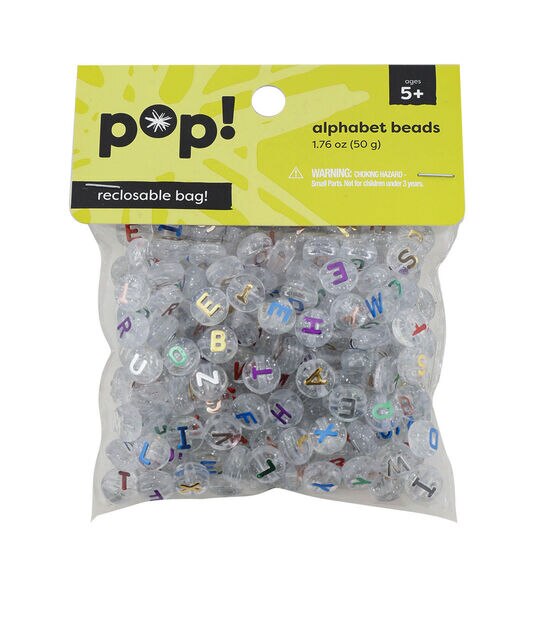 POP! Clear Glitter Alpha Beads