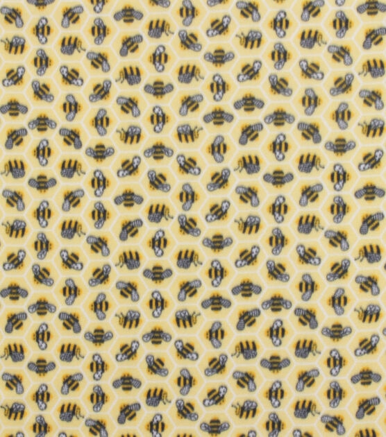 Blizzard Fleece Fabric Honeycomb Bee Tossed, , hi-res, image 2