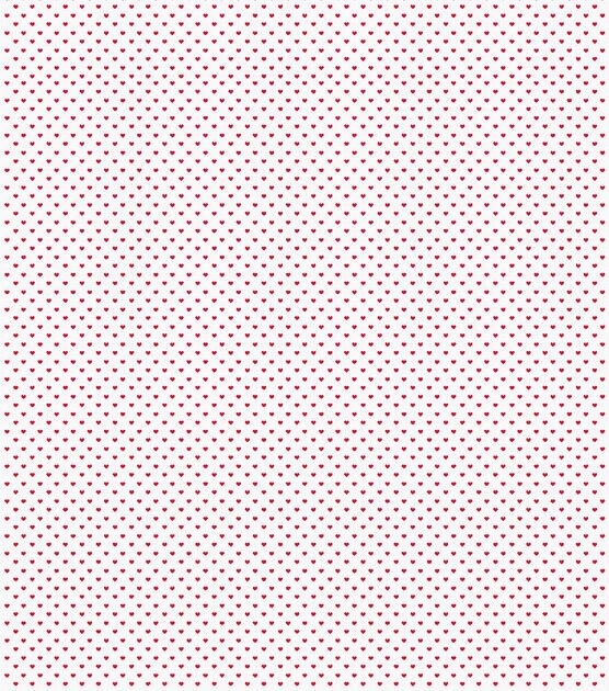 Red Hearts On White Valentine's Day Cotton Fabric, , hi-res, image 2