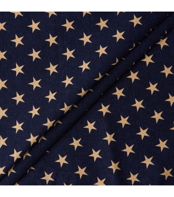 Rustic Stars on Blue 43'' Patriotic Cotton Fabric, , hi-res, image 3