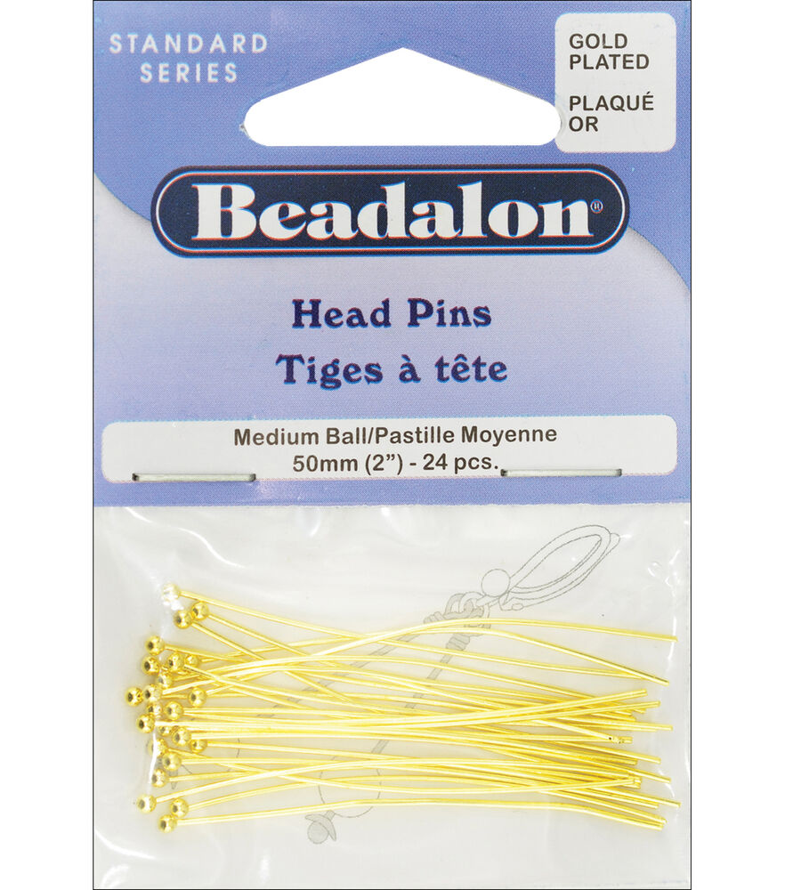Head Pins Ball 2" 24pk, Gold Plated, swatch
