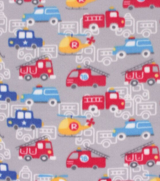 Blizzard Fleece Fabric Transportation on Gray, , hi-res, image 2