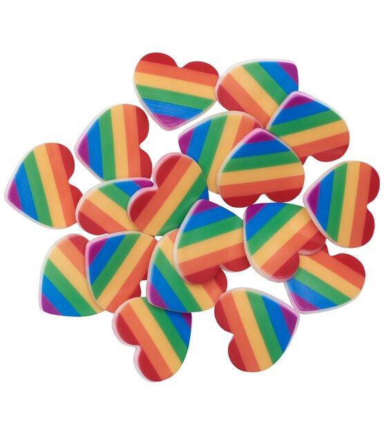 Flair Originals 1" Rainbow Striped Heart Shank Buttons 18pc, , hi-res, image 3