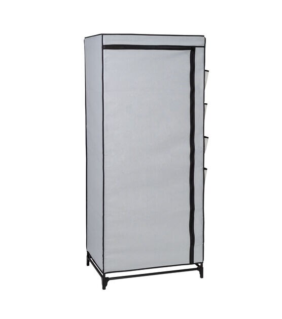 Honey Can Do 62" Gray Portable Wardrobe Closet With Cover & Side Pockets, , hi-res, image 4