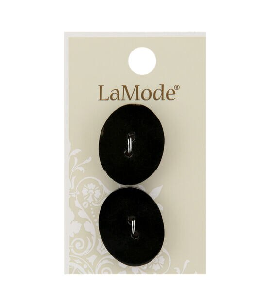 La Mode 1 1/8"Black Horn Slice 2 Hole Buttons 2pk