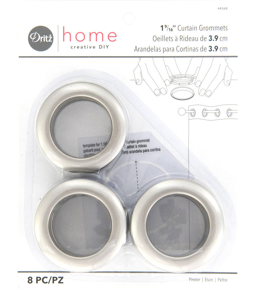 Dritz Home 1.56'' Curtain Grommets 8pcs Brass, Pewter, swatch