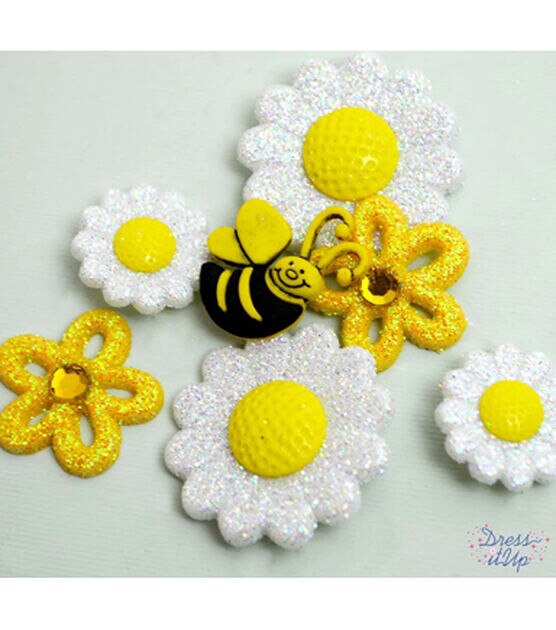 Dress It Up 6ct Creative Daisies & Bees Novelty Buttons, , hi-res, image 2