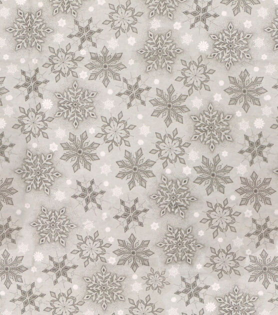 Gray Snowflakes Super Snuggle Christmas Flannel Fabric, , hi-res, image 2