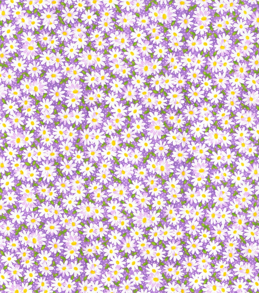Fabric Traditions Packed Daisies Cotton Fabric by Keepsake Calico, Light Purple, swatch
