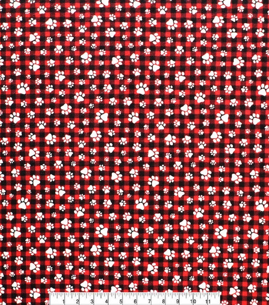 Paws On Red Check Super Snuggle Flannel Fabric, , hi-res, image 2