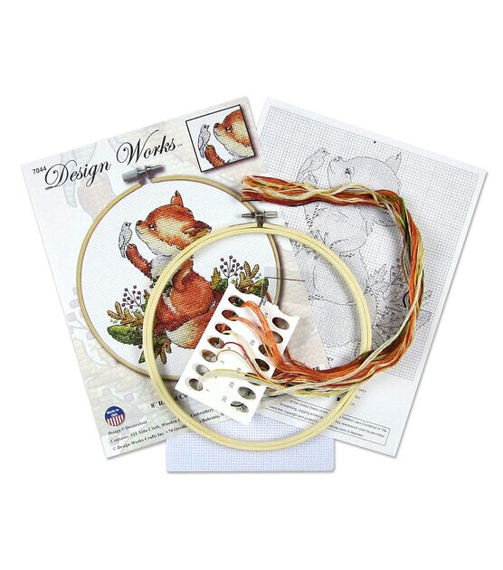 Design Works 8" Fox Round Counted Cross Stitch Kit, , hi-res, image 3
