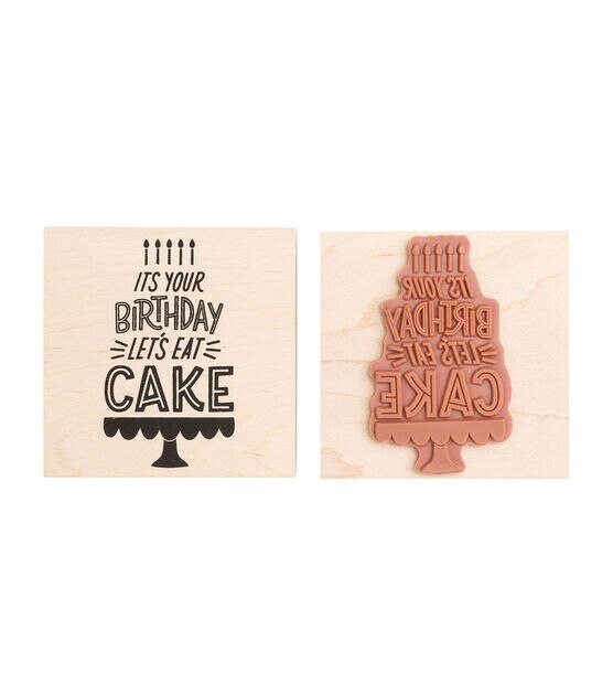American Crafts Wooden Stamp Eat Cake, , hi-res, image 2