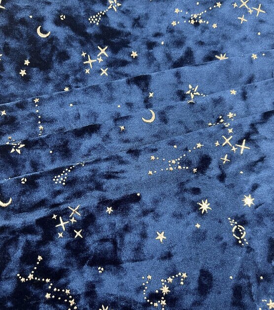 Blue Celestial Star On Velvet Fabric by The Witching Hour
