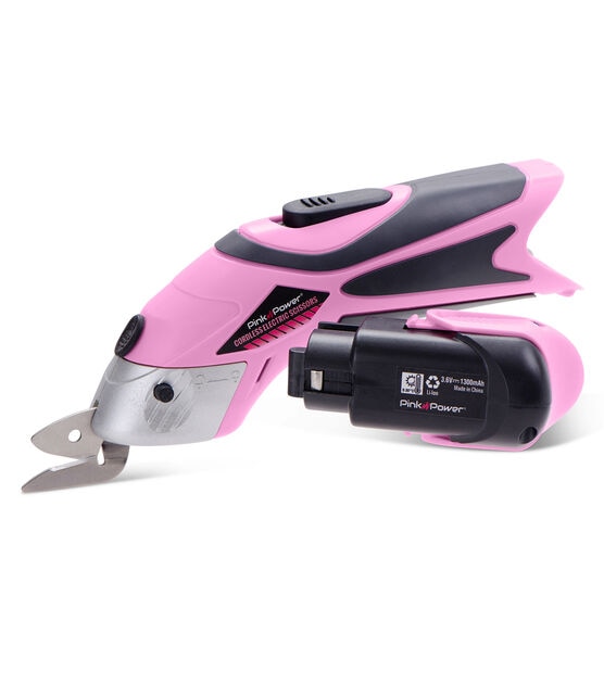 Pink Power Electric Fabric Scissors Box Cutter for Crafts, Sewing - Cordless