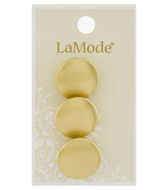 La Mode 3/4" Gold Flat Shank Buttons 3pk
