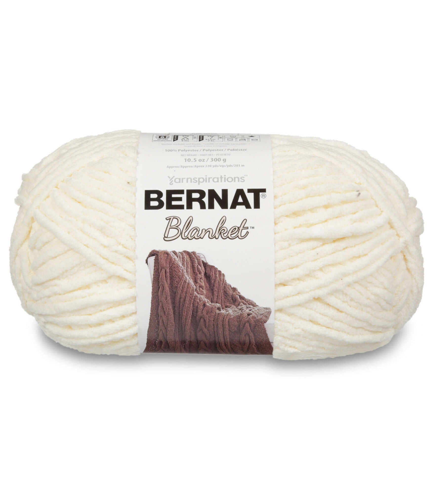 Bernat Big Ball Blanket 220yds Super Bulky Polyester Yarn, Vintage White, hi-res