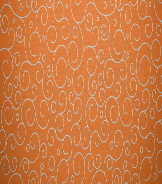 White Swirls on Orange Quilt Cotton Fabric by Quilter's Showcase, , hi-res, image 2