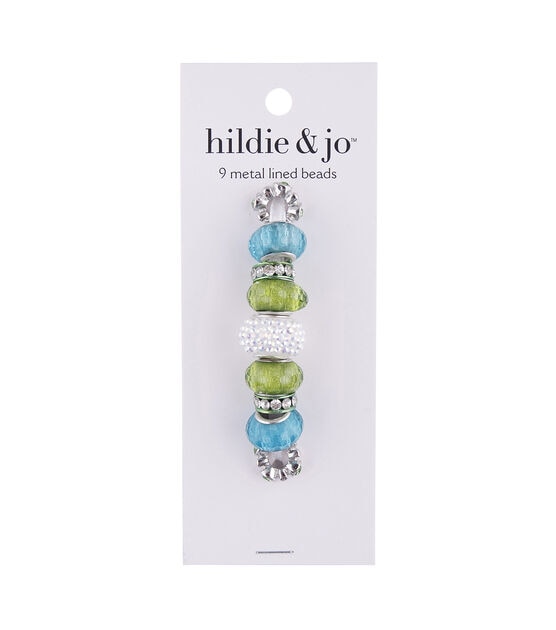 15mm Blue & Green Metal Lined Glass Beads 9ct by hildie & jo