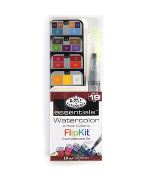 Royal & Langnickel 19pc Essentials Watercolor Artist Colors Flipkit Travel Set