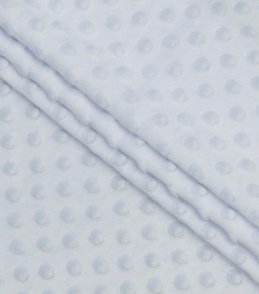 Soft & Minky Fleece Fabric  Dots, White, swatch, image 1