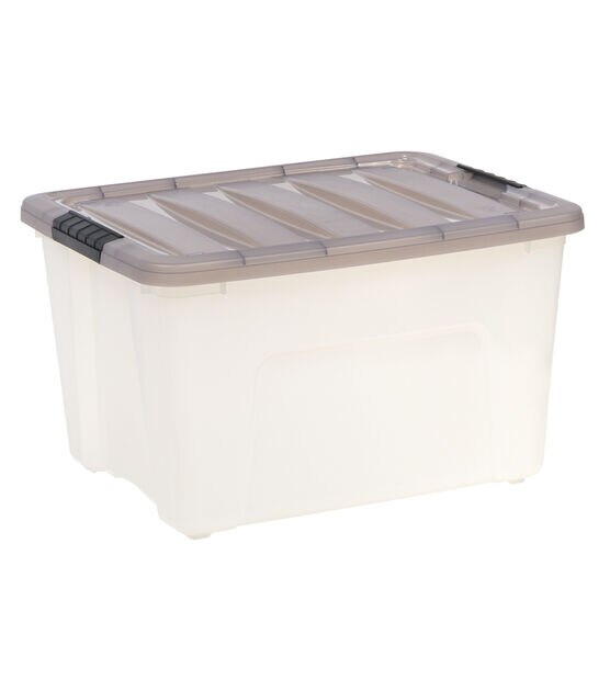Iris 40qt Stack & Pull Clear Storage Boxes With Gray Lid 5pk, , hi-res, image 9