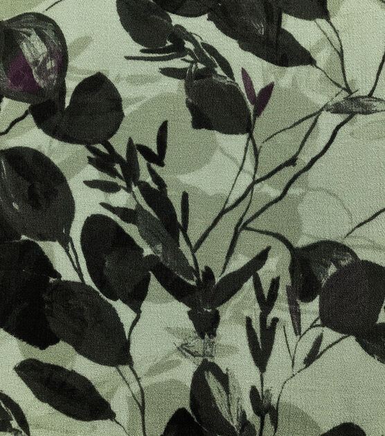 Light Sage Olive Branch Crinkle Rayon Fabric, , hi-res, image 3
