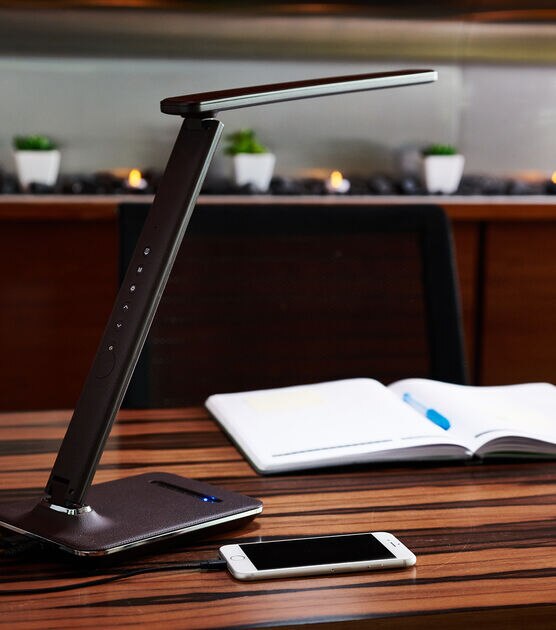 OttLite 20" Brown Wellness LED Desk Lamp With LCD Display, , hi-res, image 8